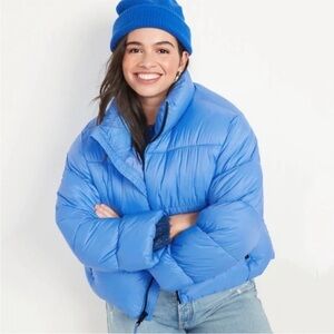 Old Navy Blue Short Cropped Water & Frost Resistant Winter Puffer Jacket